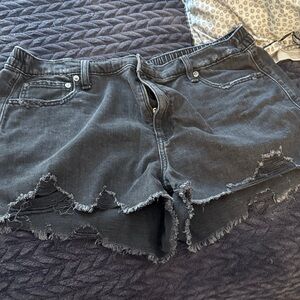 Aerie Women's Distressed black Gray Denim Shorts